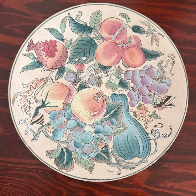 Late 20th Century Vintage Hand Painted Porcelain Fruit Plate For Sale - Image 5 of 5