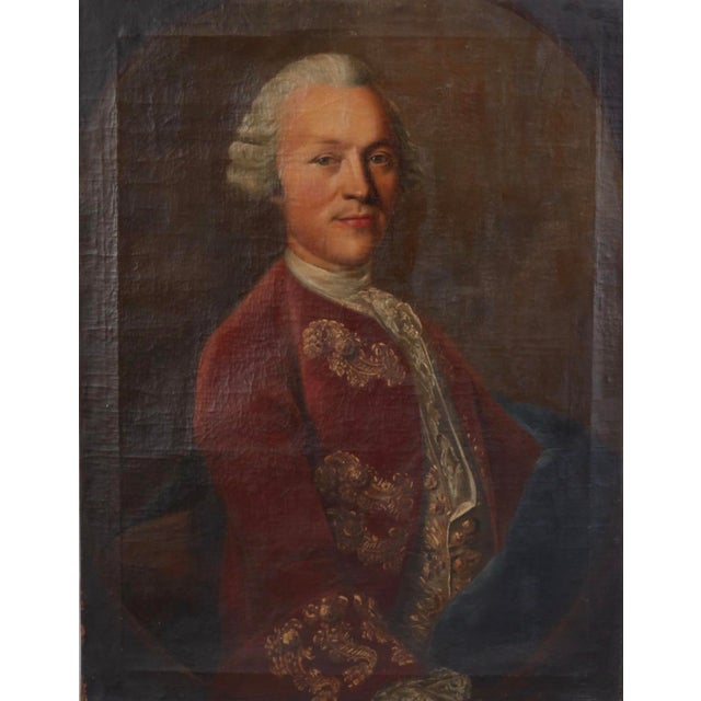 Wood Mid 18th Century Austrian Portrait Painting of a Young Aristocrat in Red Coat For Sale - Image 7 of 10