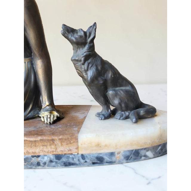 Art Deco Sculpture of Woman and Her Dog, 1930 For Sale - Image 4 of 13
