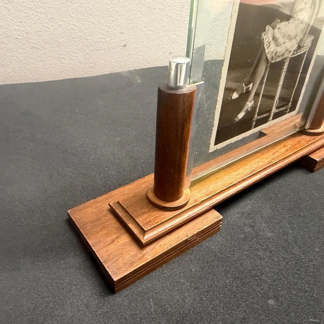1930s Art Deco Wood, Chromed Metal and Glass French Picture Frame For Sale - Image 11 of 11