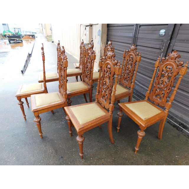 Early 20th Century Spanish Revival Dining Chairs in Oak Set of 10