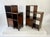 Pair of modernist art deco bookcase / shelving unit in oak. English, c.1930 Asymmetric design with a stepped profile and...
