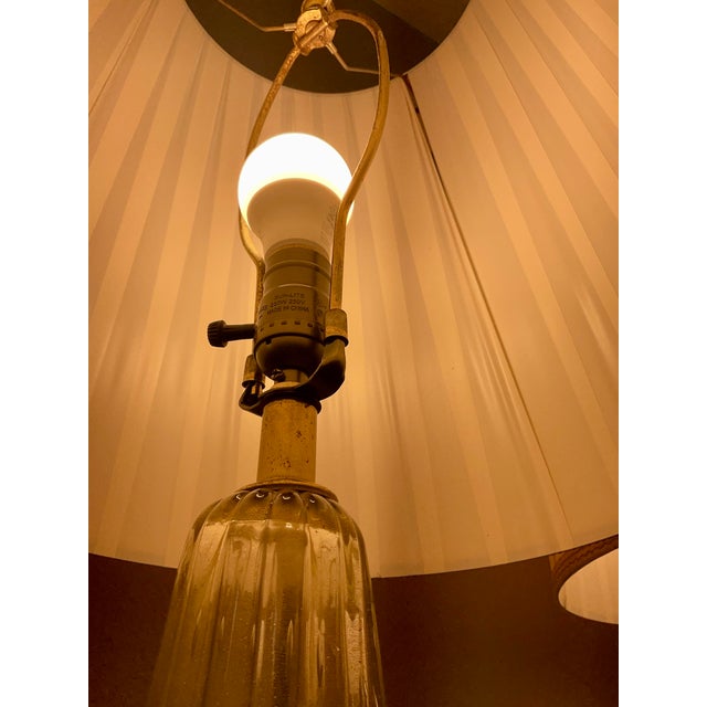 Mid 20th Century Stunning Pair of Murano Glass Lamps W/ Venetian Shades - a Pair For Sale - Image 15 of 15
