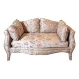 Vintage 1980s Henredon Schoonbeck Pastel Boudoir Loveseat Settee Sofa For Sale