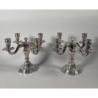Pair of Louis XVI style solid silver 950 candelabra For Sale