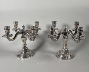 Pair of Louis XVI style solid silver 950 candelabra