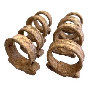 Late 20th Century Vintage Studio Art Pottery Napkins Rings- Set of 8