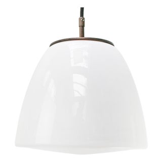 Early 20th Century White Opaline and Brass Top Pendant Lights from Philips, Holland For Sale