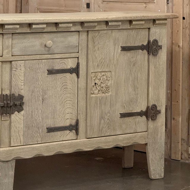 Ecru Dutch Neo-Gothic Stripped Oak Buffet With Hand-Forged Ironwork For Sale - Image 8 of 18