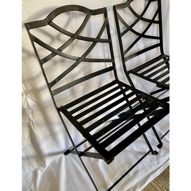 Rustic European Pair of Vintage Iron Outdoor Bistro Chairs For Sale - Image 3 of 5