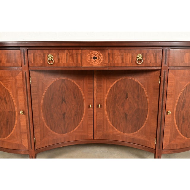 John Widdicomb Neoclassical Mahogany and Burl Wood Sideboard Credenza or Bar Cabinet, Newly Refinished For Sale - Image 10 of 16