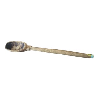 Primitive Hand-Carved Wooden Spoon With Patina For Sale