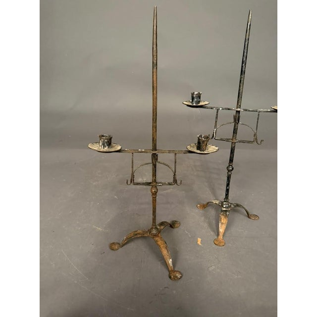 Mid 19th Century Pair of French Wrought Iron Candelabras, Circa 1850 For Sale - Image 5 of 13
