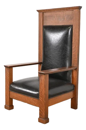 Antique Mission Oak Arts & Crafts Monumental Throne Chair, Circa 1900