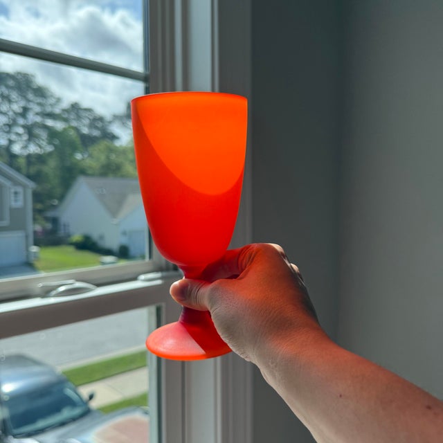 Mid-Century Modern 1970s Satin Glass Goblets - Set of Five For Sale - Image 3 of 8