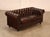 High Quality Tufted Brown Leather Sofa or Loveseat with Brass Tack Trim and Loose Seat Cushions, Mounted on Turned Feet