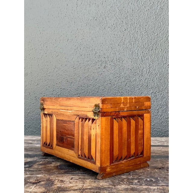 Early 20th Century Vintage Inlay Wooden Box For Sale - Image 5 of 12