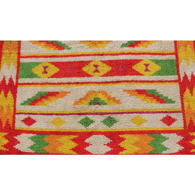 Yellow Vintage Moroccan Rug With All-Over Tribal Motif Design in Red, Green & Yellow 5'10 X 8'11 For Sale - Image 8 of 12