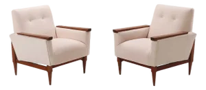 Pair Italian Upholstered Lounge Chairs C1955