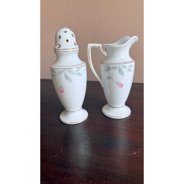 Pink Antique, Early 20th Century Noritake Japan Azalea Porcelain Sugar Shaker and Milk Jug Set For Sale - Image 8 of 9