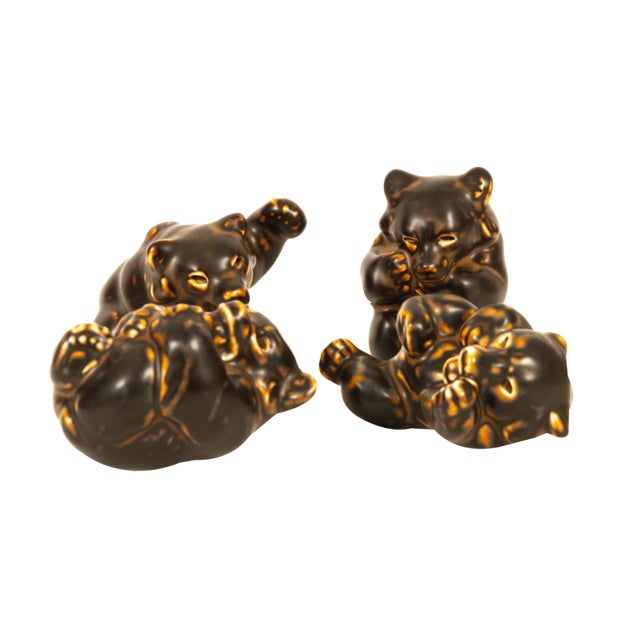 Danish Bear Cub Figurines by Knud Kyhn for Royal Copenhagen, 1950s, Set of 4 For Sale