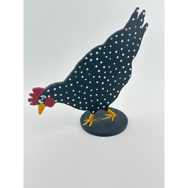 Folk Art Cast Iron Polka Dot Rooster Figurine For Sale - Image 3 of 5