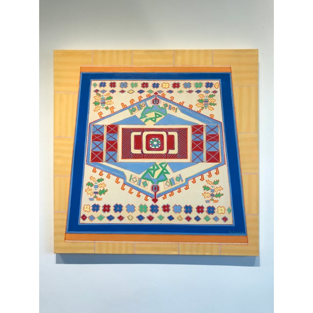 Abstract Interiors Maximalist Patterns Acrylic on Canvas MCM Painting For Sale - Image 12 of 12