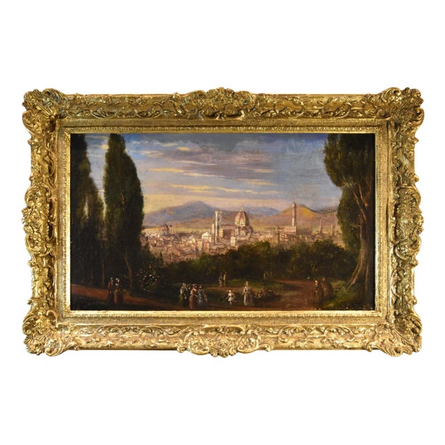 Tuscan School Artist, Landscape View of Florence, 1790, Oil on Canvas, Framed For Sale