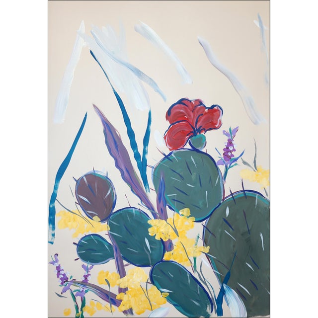 2020s 2026, Illustration Style Botanical Painting, Cactus With Wildflowers, Acrylic Paint on Watercolor Paper by Romina Milano For Sale - Image 5 of 11