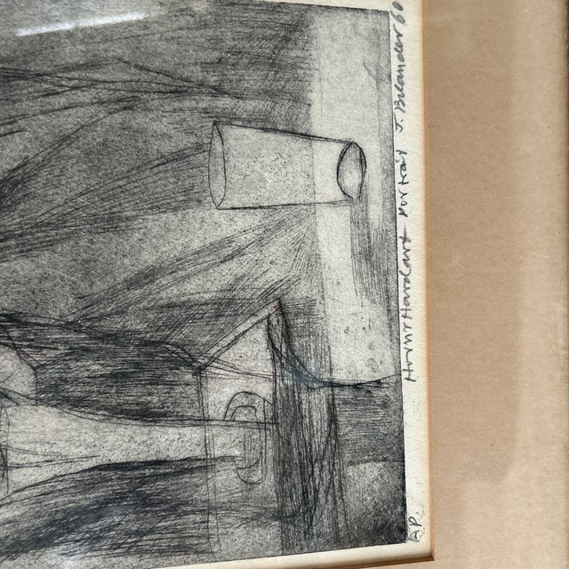 Framed vintage print by jack Belanger 1960. The piece has lots of character, expressing in side profile an older man with...