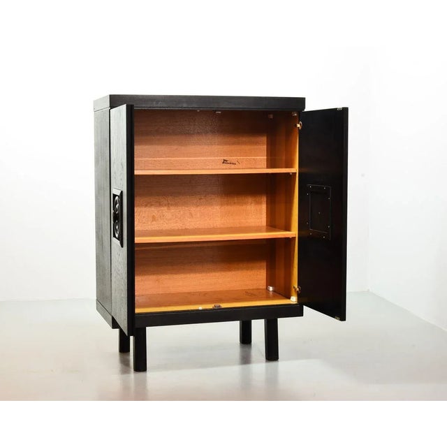 1960s De Coene Style Brutalist Black Highboard with Red Accents, Belgium, 1960s For Sale - Image 5 of 10