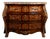 Louis XIV Style Curved Chest of Drawers with Inlays, Gilded Bronze Finishes and Marble Top For Sale
