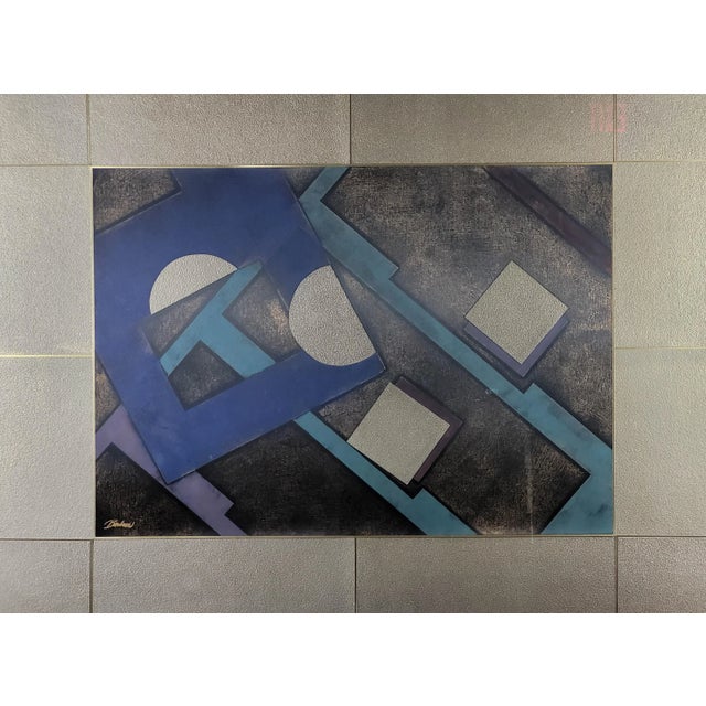 "Academia Two" by Badini — Framed Mixed-Media Abstract, Late 20th Century For Sale - Image 4 of 13