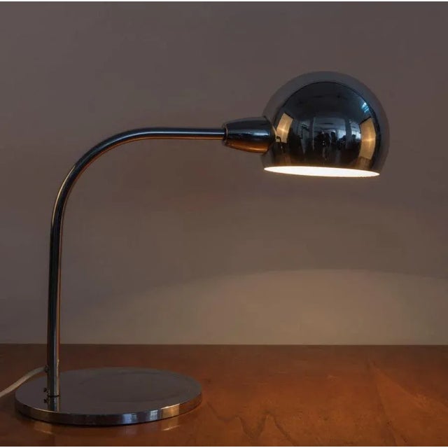 Fontana Arte Italian Chromed Brass Venticinque Table Lamp by Sergio Asti for Candle Fontana Arte, 1960 For Sale - Image 4 of 14