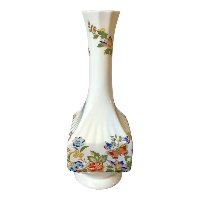 1970s Aynsley Cottage Garden English Bone China Vase For Sale