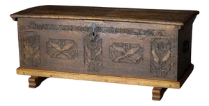 Antique Scandinavian Folk Art Oak Chest with Carved Panels, 1764