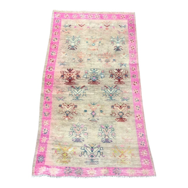 1960s Vintage Turkish Handmade Multicolor Rug For Sale