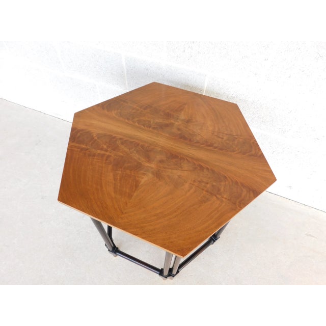 Mid-Century Baker Furniture Lacquered Gold Gilt Finish Figured Wood Side Table For Sale - Image 10 of 13