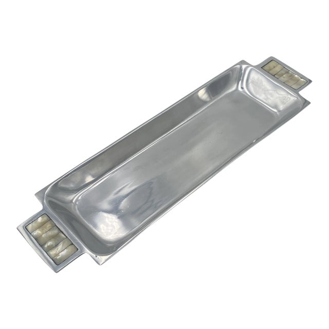 2000s Julia Knight Serving Dish With Mother of Pearl Handles For Sale