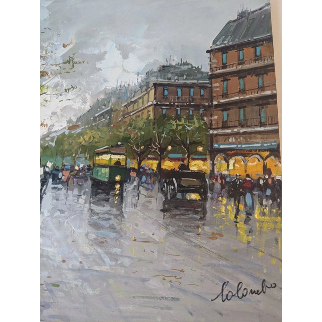 Late 20th Century Late 20th Century Large Contemporary Impressionist Paris Street Scene Oil Painting on Canvas, Signed Colombo, 24" X 20" For Sale - Image 5 of 14