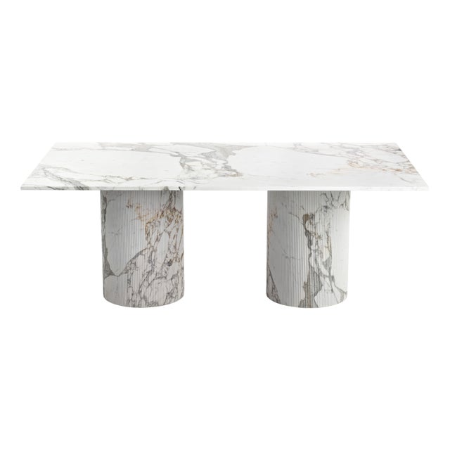 Jaspura Rectangular Dining Table in Calacatta Oro Marble from Stone Valley For Sale