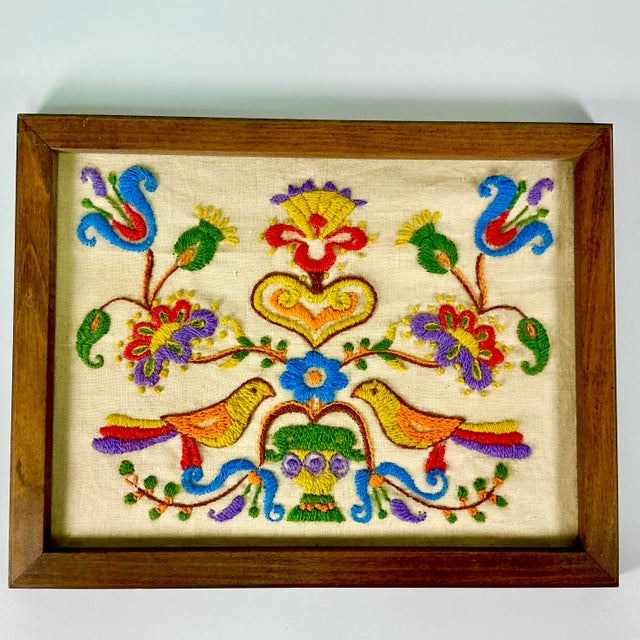 This is a lovely Yarn Needlepoint Sampler from the early 1930s. It features a Swedish Gustavian design of birds, a heart...