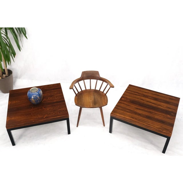 1970s Pair of Square Rosewood Side Tables in Black Bases Baughman For Sale - Image 10 of 13