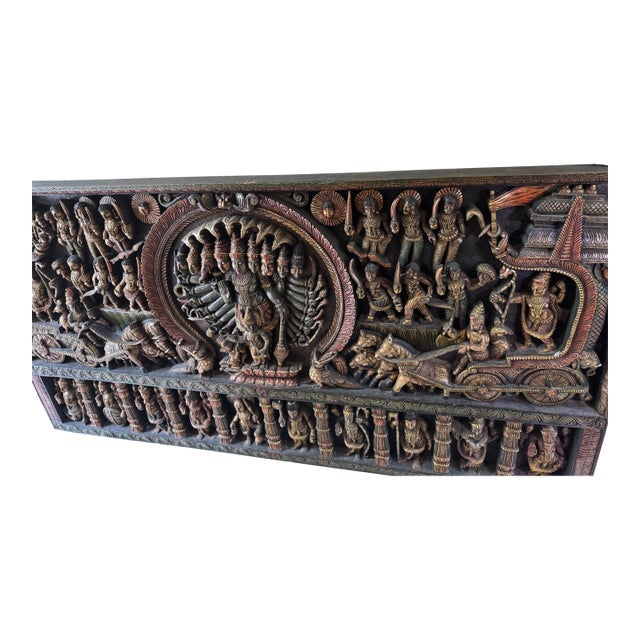 Oriental Wood Carving Sculpture For Sale