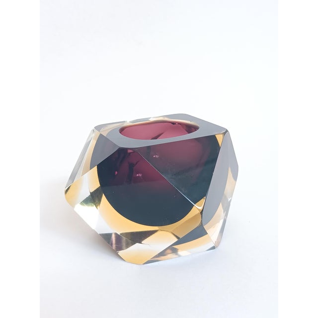 Faceted Sommerso Murano Glass Bowl For Sale - Image 3 of 9