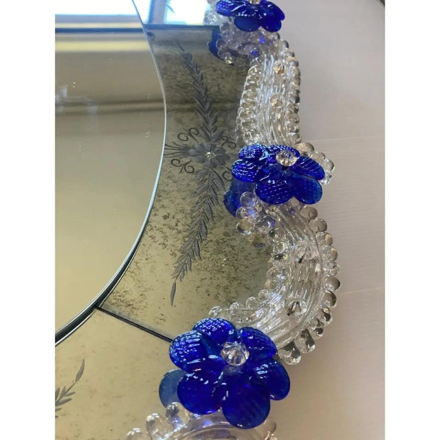 Glass Hand-Carved Venetian Oval Mirror by Simoeng For Sale - Image 7 of 13