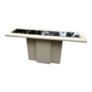 1980's Vintage Cream Lacquer Console Table For Sale