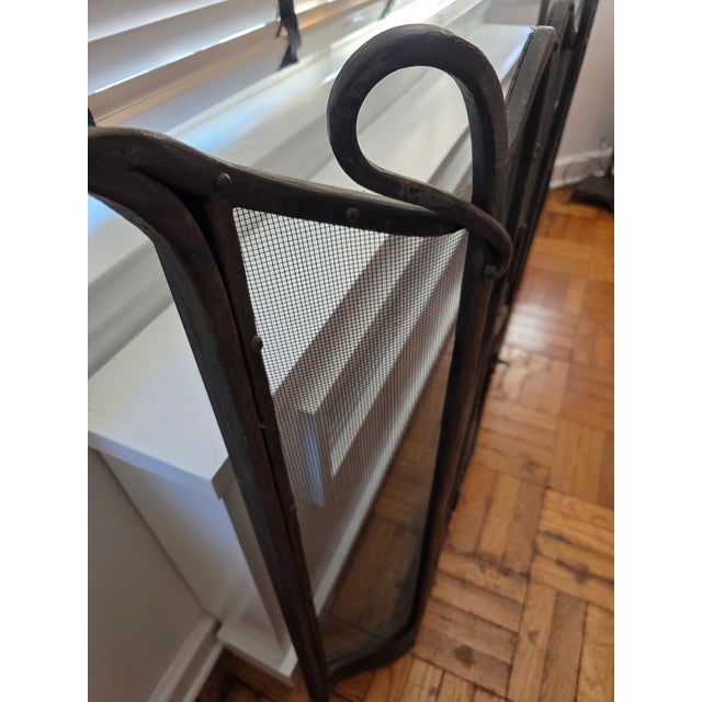 Metal 1980s XL Custom Forged Steel Fireplace Screen For Sale - Image 7 of 13
