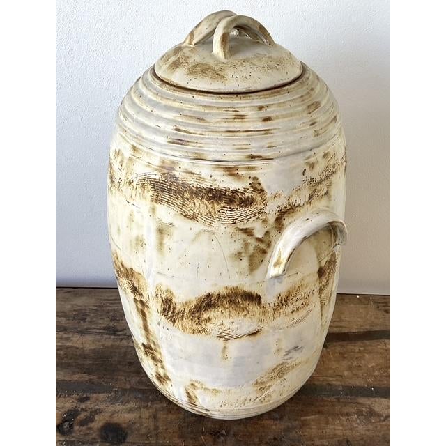 Vintage Original Monumental Studio Pottery Lidded Moonchild Vase For Sale - Image 4 of 11