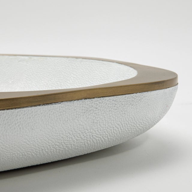 Bowl in White Shagreen With Bronze Patina Brass Details by R&y Augousti For Sale - Image 9 of 9
